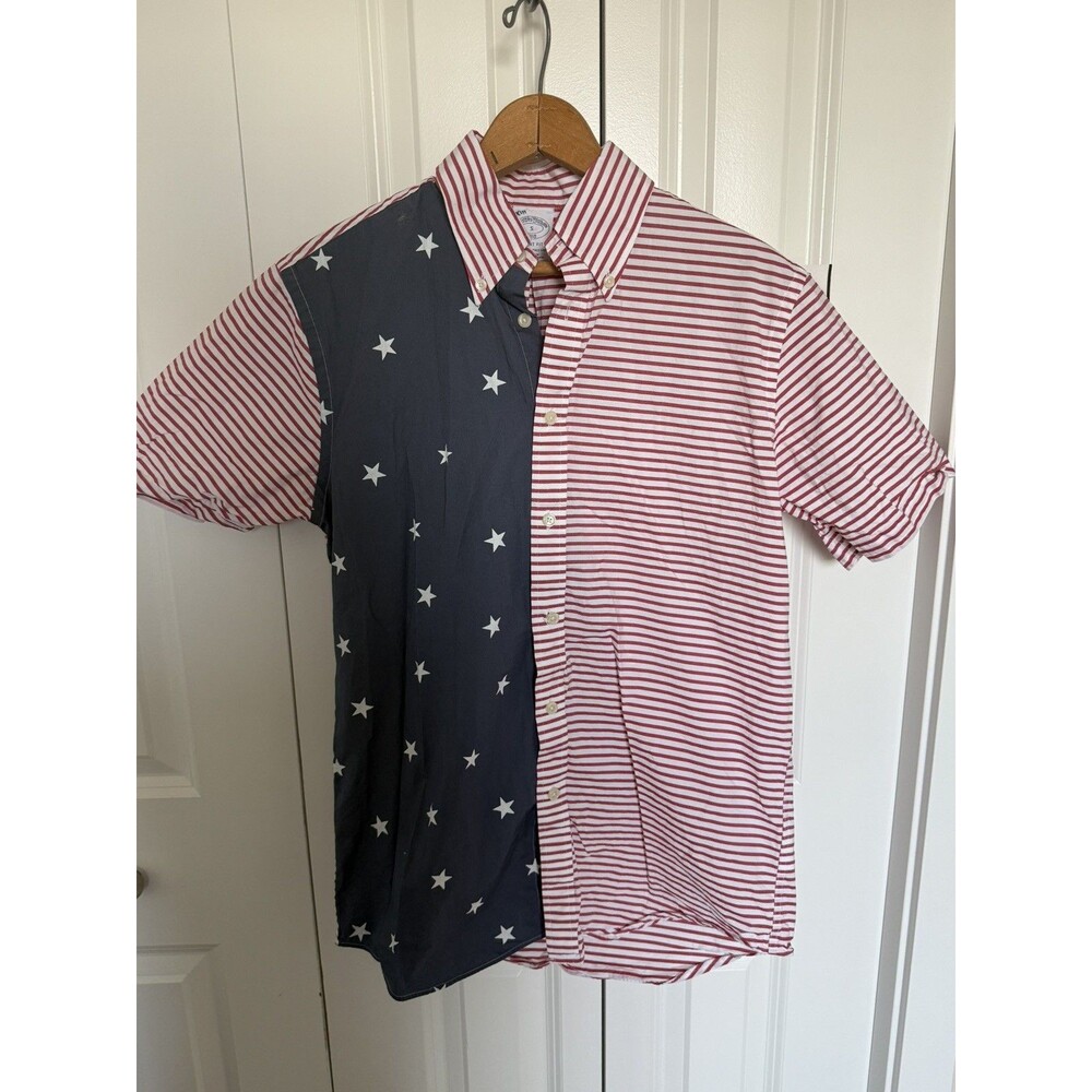 Brooks Brothers Shirt Mens Small Red, White, Blue Button Down Regent fit US Flag